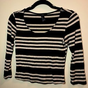 Forever 21 Black and Tan Crop Top W/ 3/4 sleeve